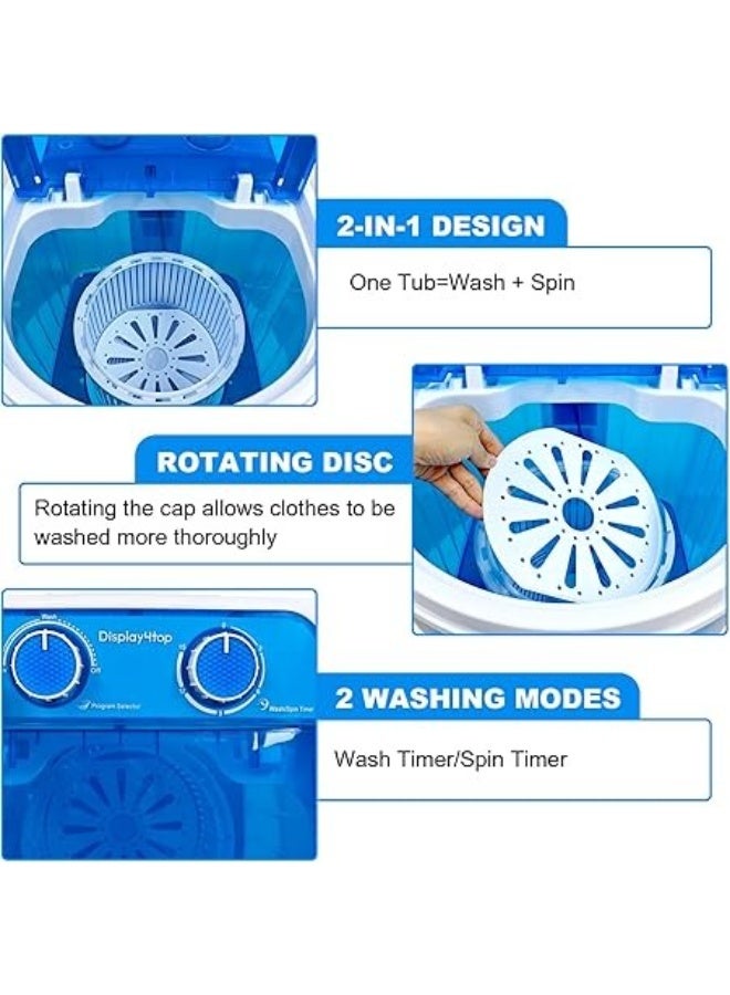 Denx Mini Portable 2-in-1 Washing Machine 4.8KG Capacity, Compact Twin Tub Washer and Spinner for Clothes, Baby Garments, Shoes - Image 4