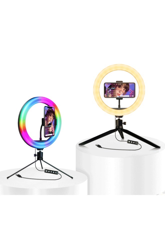 إسكدنيا انفجارات عبر الحدود للهاتف المحمول صورة شخصية الجمال ملء ضوء led سطح المكتب ثلاثي القوائم rgb حلقة إضاءة ضوء-اللون: 10 بوصة ثلاثة ألوان ملء ضوء سطح المكتب البلاستيك ثلاثي القوائم مجموعة حية - Image 2