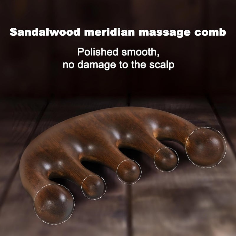 MoHern Scalp Massager Loc Comb 2 Pcs Handmade Sandalwood Wide Tooth Comb for Hair Growth Wooden Meridians Massager for Head Hand Face Shoulder Neck Breast - Image 4