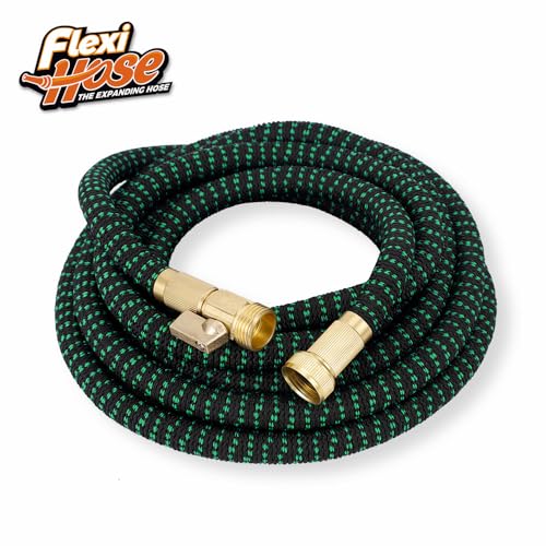 Flexi Hose with 8 Function Nozzle, 75FT - Lightweight Expandable Garden Hose, No-Kink Flexibility, 3/4 Inch Solid Brass Fittings and Double Latex Core - Black and Green - Image 5