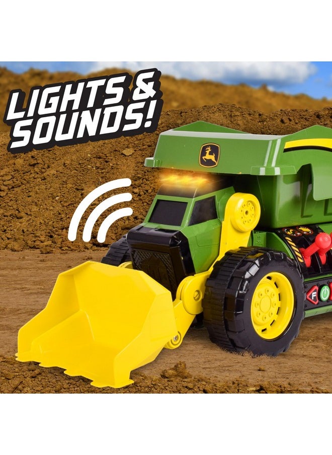 John Deere John Deere 18’’ 2-N-1 Dig Rig Toy Dump Truck and Front Loader with Lights, Sound and Motor with Dual Joystick Controllers, Extra Large Construction Truck, Sturdy Plastic, Birthday Gift, 3+  - Image 2