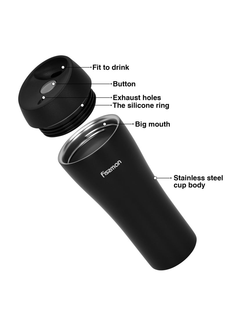 Fissman Vacuum Insulated Bottle 420mL, Double Wall Stainless Steel Vacuum Travel Bottle with Spill-Proof Silicone Sealed Lid - Image 2