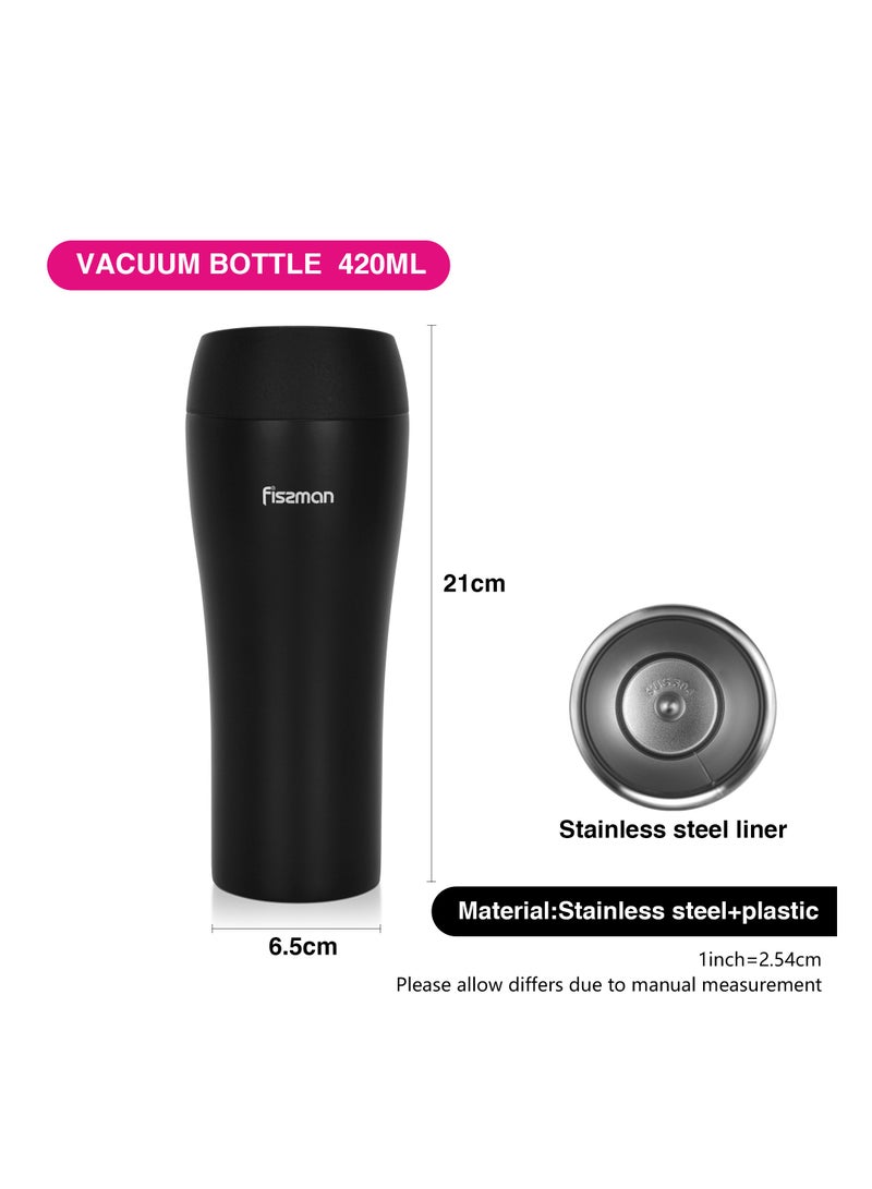 Fissman Vacuum Insulated Bottle 420mL, Double Wall Stainless Steel Vacuum Travel Bottle with Spill-Proof Silicone Sealed Lid - Image 4