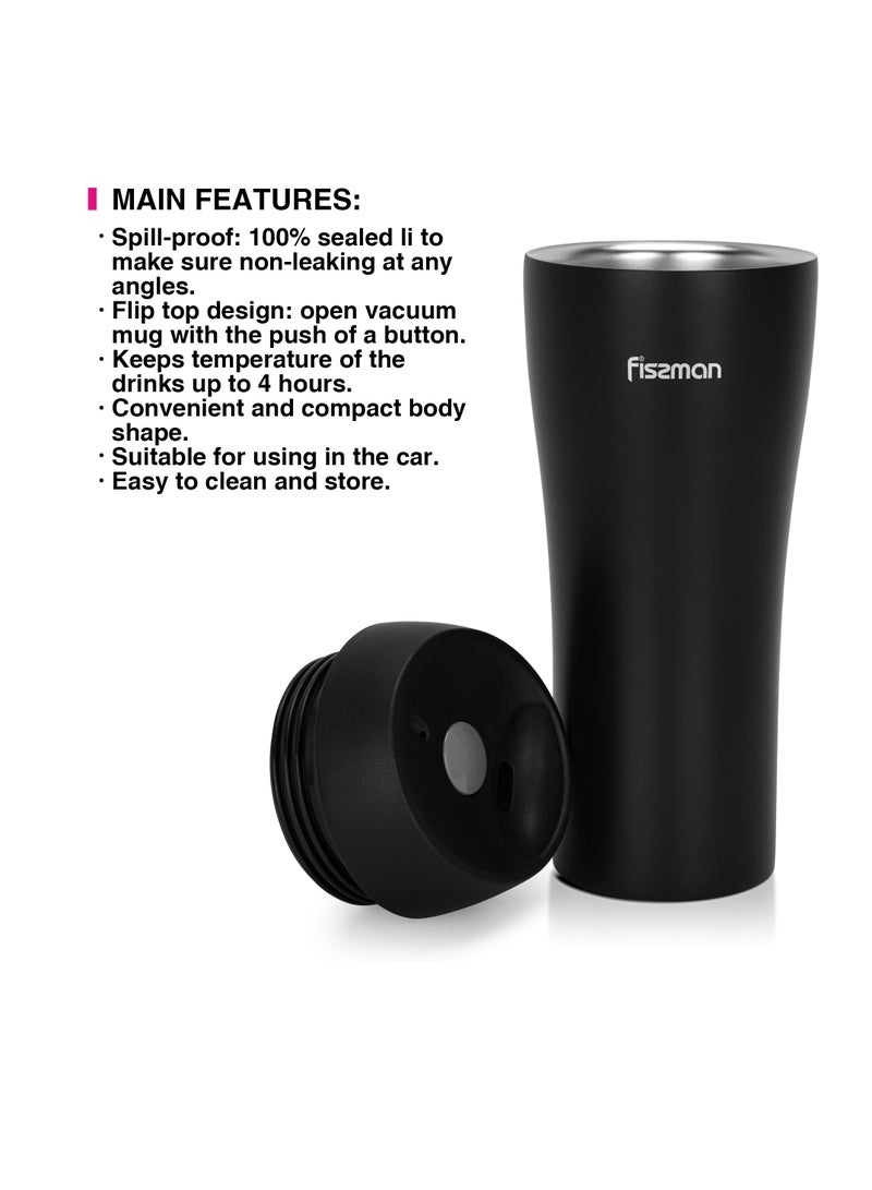 Fissman Vacuum Insulated Bottle 420mL, Double Wall Stainless Steel Vacuum Travel Bottle with Spill-Proof Silicone Sealed Lid - Image 3