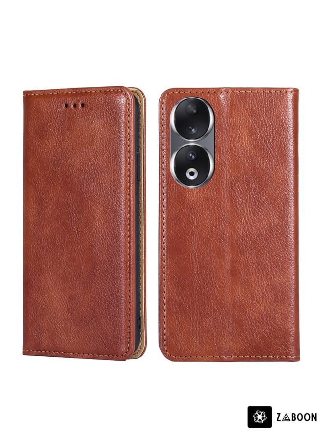 Zaboon Protective Case For Honor 90 5G Gloss Oil Solid Color Magnetic Leather - Image 1