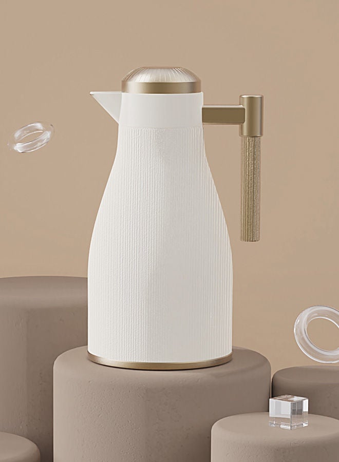 GAZELLA Tea/Coffee Flask Beige/Gold 1 Liter, Borosilicate Glass Inside - Image 2