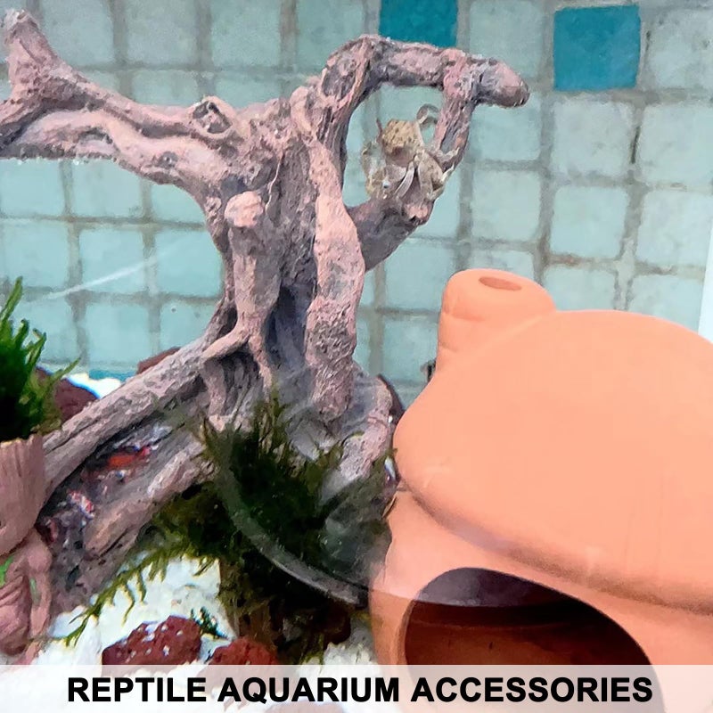 Anranmm Hermit Crab Climbing Toys Aquarium Decorations Artificial Tree Trunk Ornaments Betta Fish Hideout Caves Reptile Habitat Decor Accessories for Leopards Geckos Lizards - Image 4