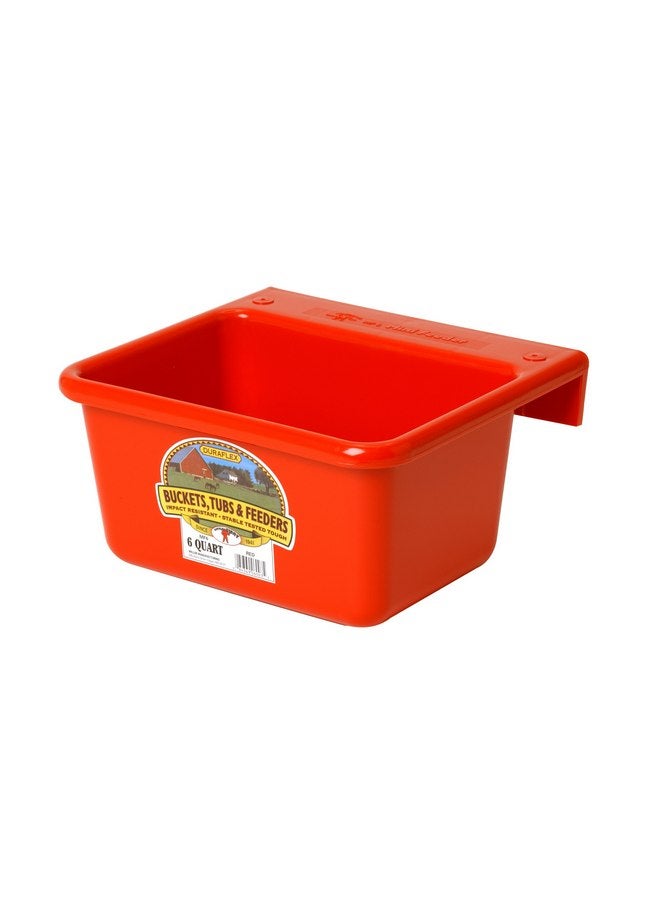 ليتل جايانت وحدة تغذية بلاستيكية صغيرة من Little Giant® | وحدة تغذية للسياج | وحدة تغذية للماعز | دلو متين وقابل للتركيب للماشية | صنع في الولايات المتحدة الأمريكية | سعة 6 كوارت | أحمر