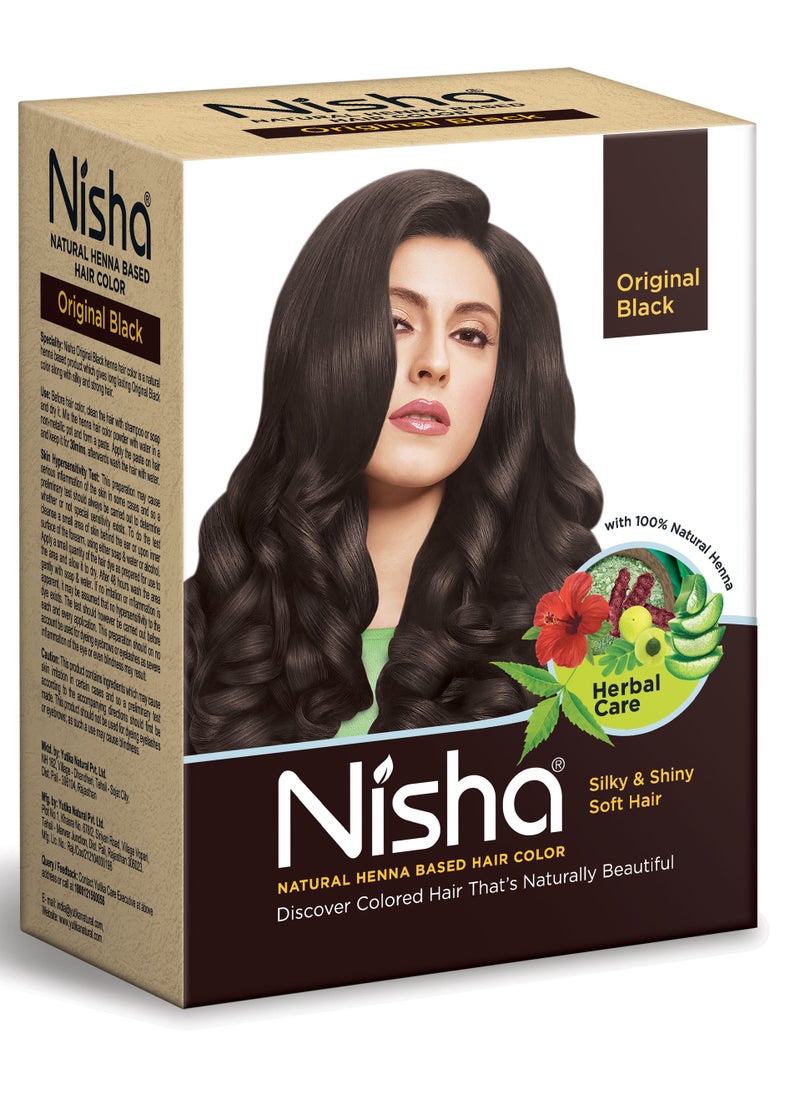 Nisha - Henna Hair Color Dye, Permanent Black Hair Color, 100% Grey Coverage Long Lasting, Natural Black, 60 gm - Image 1