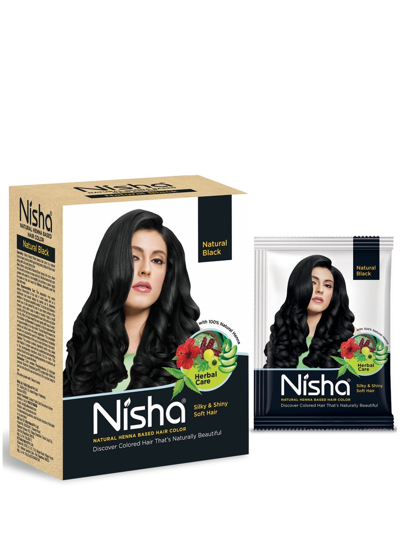 Nisha - Henna Hair Color Dye, Permanent Black Hair Color, 100% Grey Coverage Long Lasting, Natural Black, 60 gm - Image 1