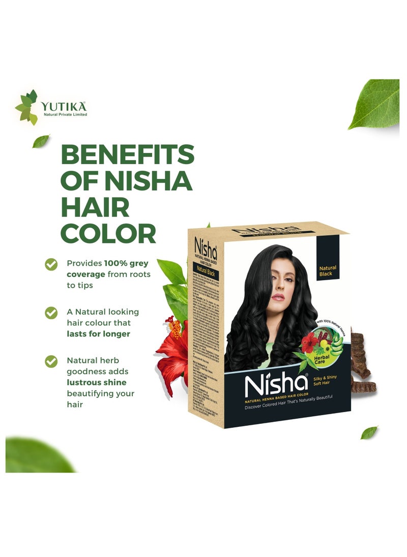 Nisha - Henna Hair Color Dye, Permanent Black Hair Color, 100% Grey Coverage Long Lasting, Natural Black, 60 gm - Image 1