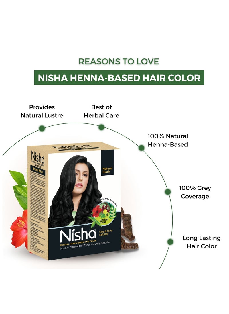 Nisha - Henna Hair Color Dye, Permanent Black Hair Color, 100% Grey Coverage Long Lasting, Natural Black, 60 gm - Image 1