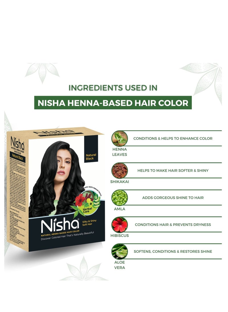 Nisha - Henna Hair Color Dye, Permanent Black Hair Color, 100% Grey Coverage Long Lasting, Natural Black, 60 gm - Image 1