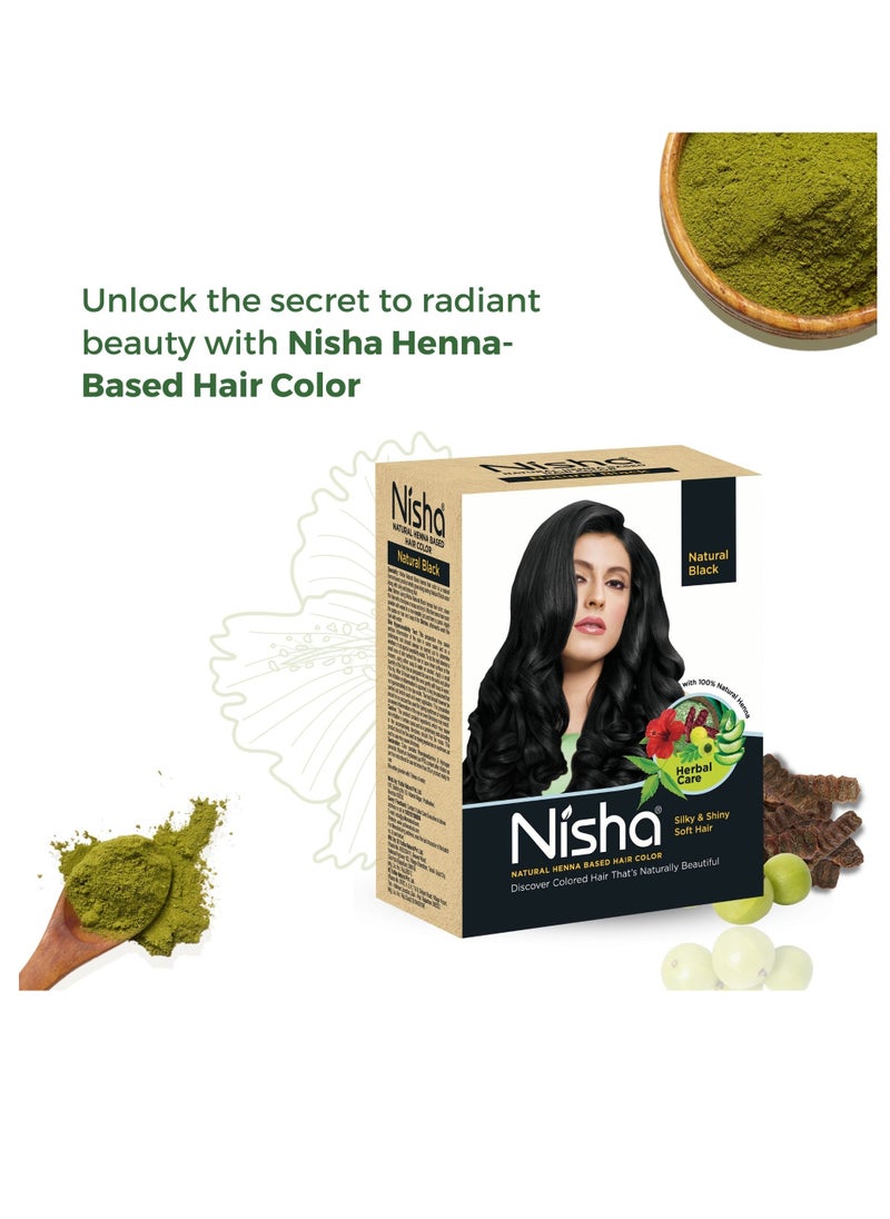 Nisha - Henna Hair Color Dye, Permanent Black Hair Color, 100% Grey Coverage Long Lasting, Natural Black, 60 gm - Image 1
