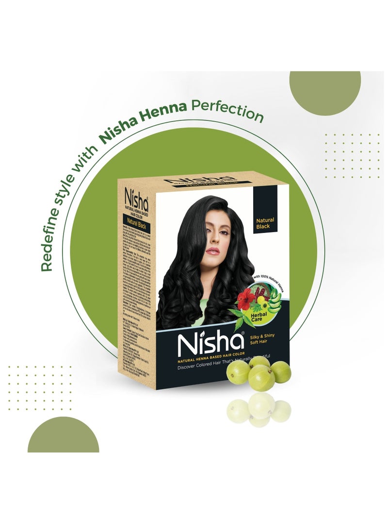 Nisha - Henna Hair Color Dye, Permanent Black Hair Color, 100% Grey Coverage Long Lasting, Natural Black, 60 gm - Image 1