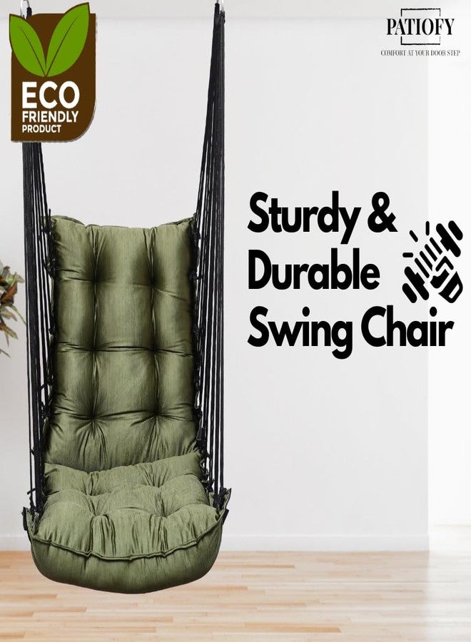 Patiofy Hammock Swing | Hanging Swing for Kids | Jhula | Suitable for Indoor and Outdoor | Weight Capacity 10-15 Kg | Portable | Age Group 8-15 Years (Green) - Image 4