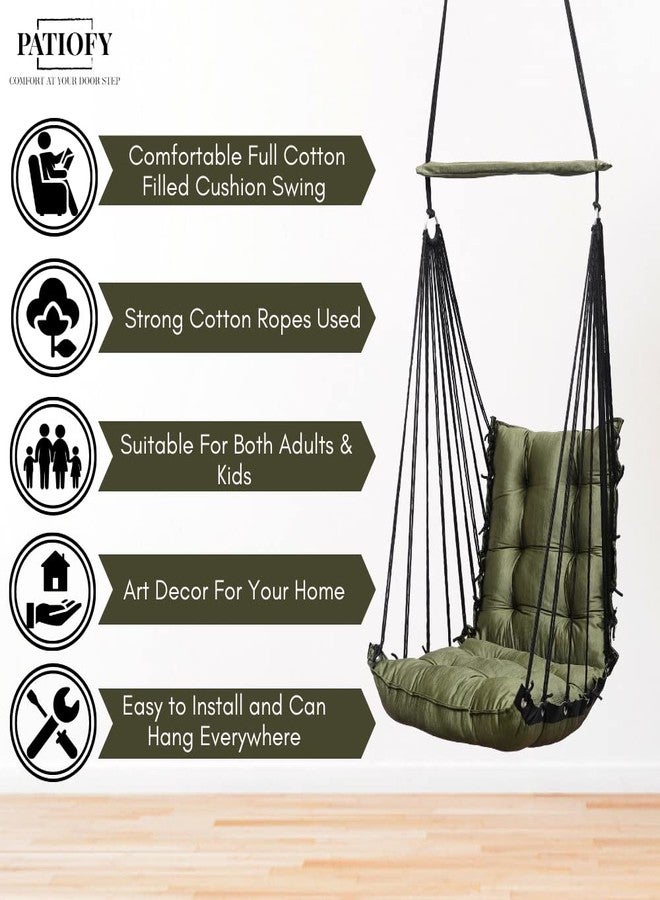 Patiofy Hammock Swing | Hanging Swing for Kids | Jhula | Suitable for Indoor and Outdoor | Weight Capacity 10-15 Kg | Portable | Age Group 8-15 Years (Green) - Image 5