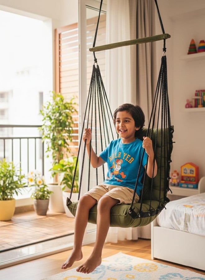 Patiofy Hammock Swing | Hanging Swing for Kids | Jhula | Suitable for Indoor and Outdoor | Weight Capacity 10-15 Kg | Portable | Age Group 8-15 Years (Green) - Image 1