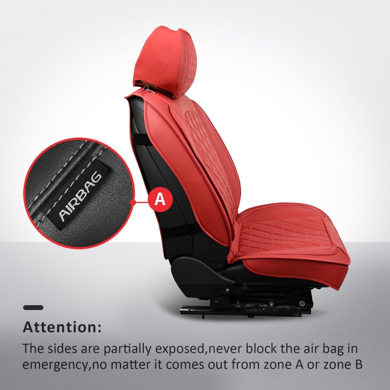 MIROZO Seat Covers Full Set,Waterproof Faux Leather Car Seat Covers Breathable Car Seat Protector Universal Automotive Vehicle Cushion Cover for Most Sedan, Truck and SUV (Full Set, Wine Red - Image 3