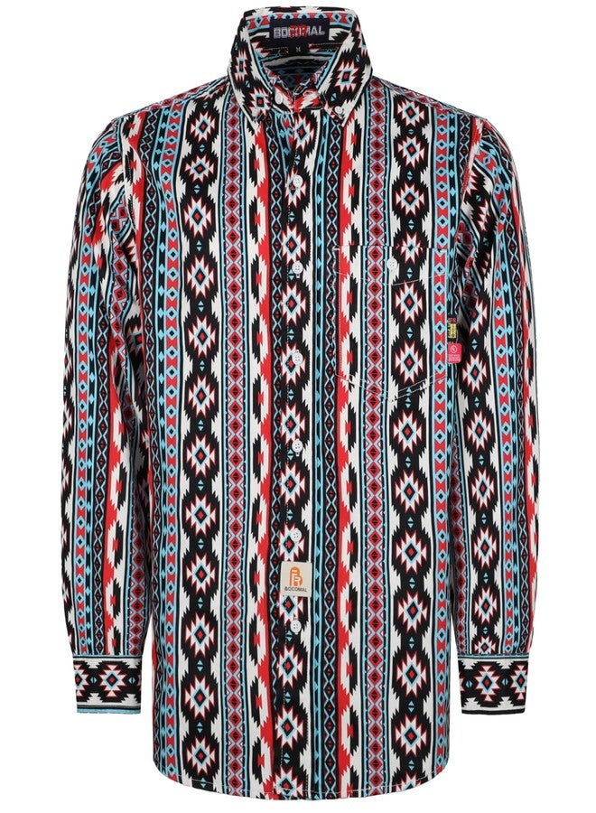 BOCOMAL FR Shirts Printed Bohemia Button Down Flame Resistant NFPA2112 CAT2 Work Shirt, Bohemia 057, XL - Image 1