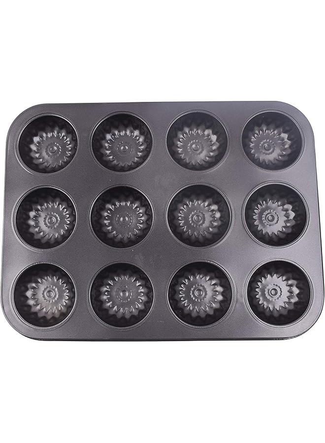 هوم كونسيبت قوالب كيك غير لاصقة للخبز، 12 قطعة، لون أسود - Image 3