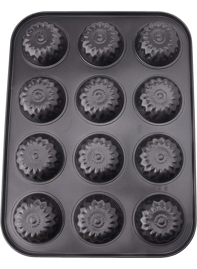 هوم كونسيبت قوالب كيك غير لاصقة للخبز، 12 قطعة، لون أسود - Image 2