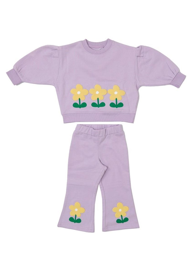 AIKO AIKO - 2 Pc Kids Sweat Top & Wide Leg Pant Set 7-8Years  - Image 1