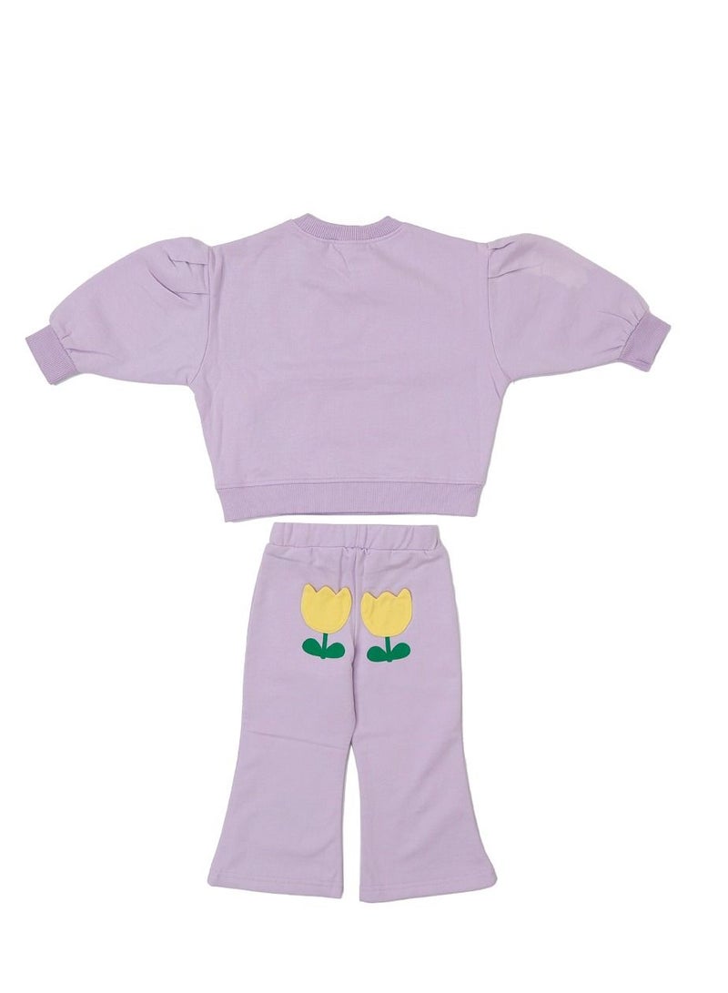 AIKO AIKO - 2 Pc Kids Sweat Top & Wide Leg Pant Set 7-8Years  - Image 3