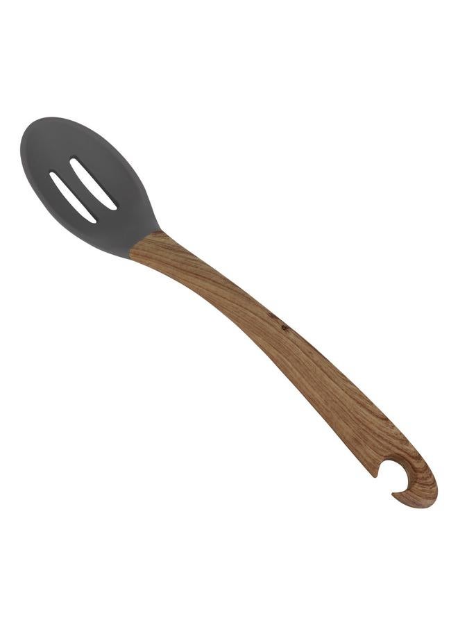 السيف  ملعقة تقديم من السيليكون بمقبض خشبي باللون الرمادي - Image 2