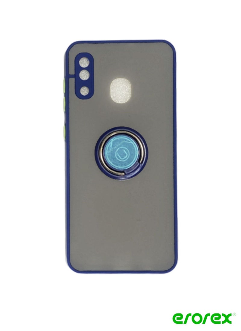 erorex Protective Case Cover For Samsung A20 With Magnetic Ring Holder Blue  - Image 1