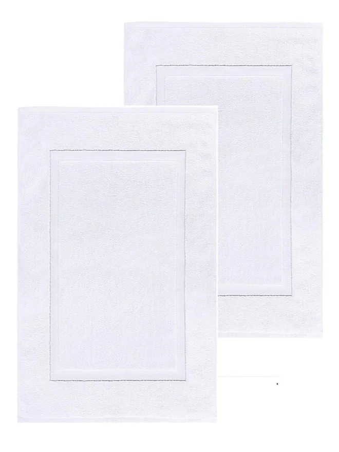 1Chase 1CHASE Pack of 2 - Towels Cotton Banded Bath Mats, 50x80cm