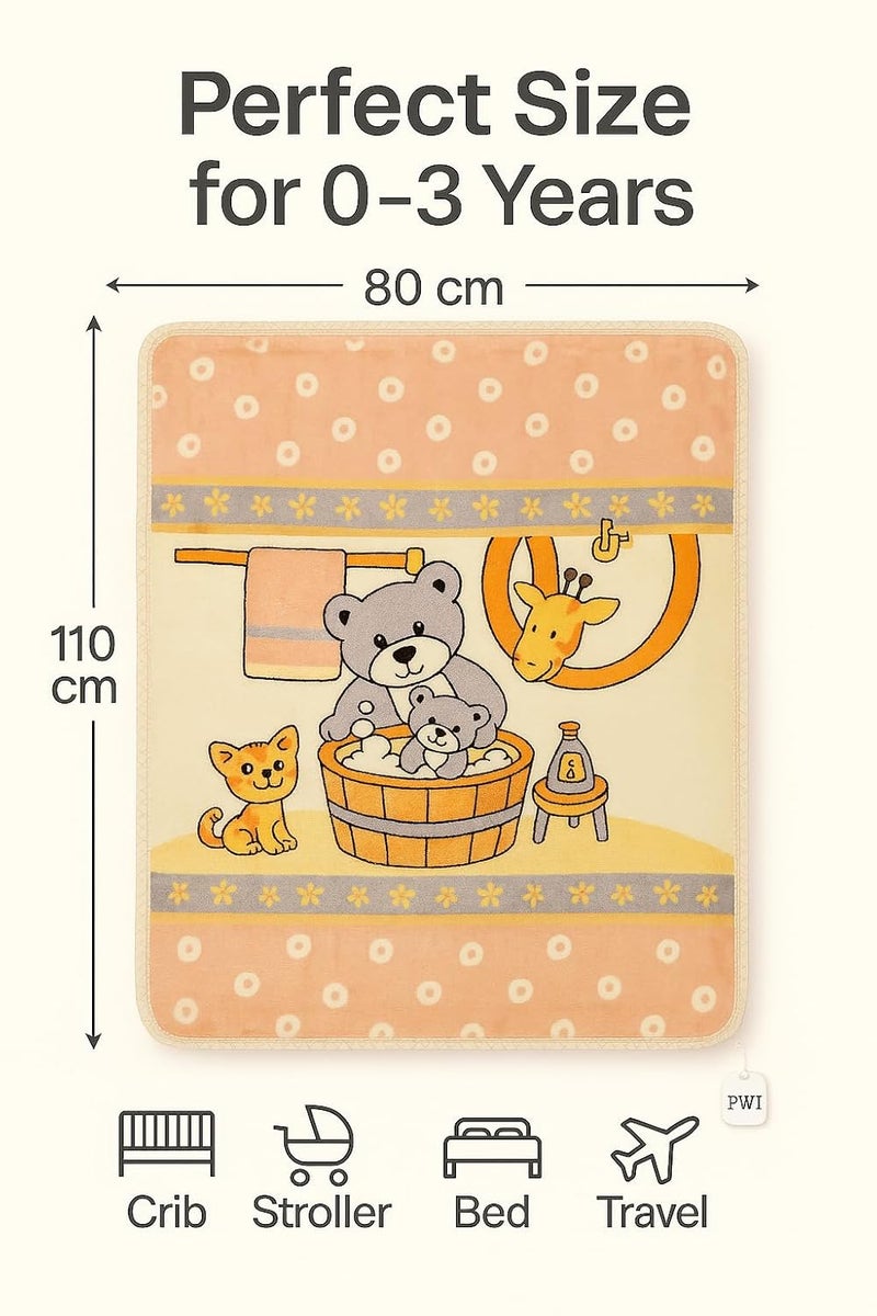 PWI Baby Blanket for Newborn | Ultra Soft Cloudy Fabric | Double Layer for All-Season Use | 80x110 cm | Swaddle Wrapper Blanket for 0–3 Years -Beigee - Image 2
