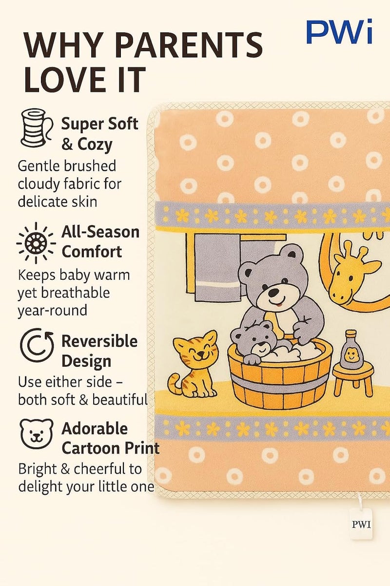 PWI Baby Blanket for Newborn | Ultra Soft Cloudy Fabric | Double Layer for All-Season Use | 80x110 cm | Swaddle Wrapper Blanket for 0–3 Years -Beigee - Image 3