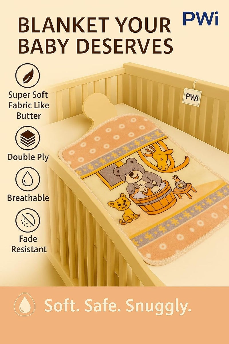 PWI Baby Blanket for Newborn | Ultra Soft Cloudy Fabric | Double Layer for All-Season Use | 80x110 cm | Swaddle Wrapper Blanket for 0–3 Years -Beigee - Image 4