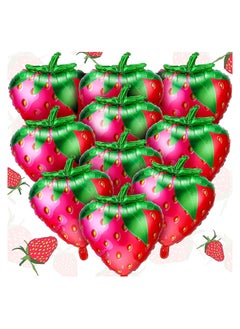 KASTWAVE Strawberry Foil Balloons, 10 Pieces Cute Fruit Balloons for Girls Strawberry Themed Birthday  Baby Shower Party Decorations Supplies, 18.9 x 24.8 Inch  - Image 1