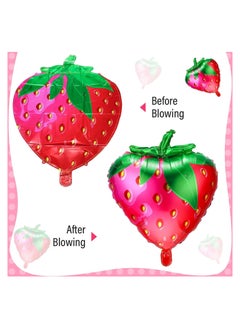 KASTWAVE Strawberry Foil Balloons, 10 Pieces Cute Fruit Balloons for Girls Strawberry Themed Birthday  Baby Shower Party Decorations Supplies, 18.9 x 24.8 Inch  - Image 3