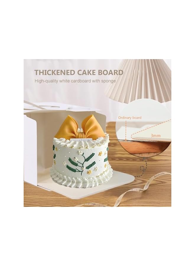 Green Tiger 10x10x6 Inch Cute Cake Box, 10PCS Easy Carrying Cake Containers with Cute Bear Window, Bakery Cake Boxes for Party Wedding Graduation, for Cake, Cookie, Cupcake, Pie (White) - Image 4