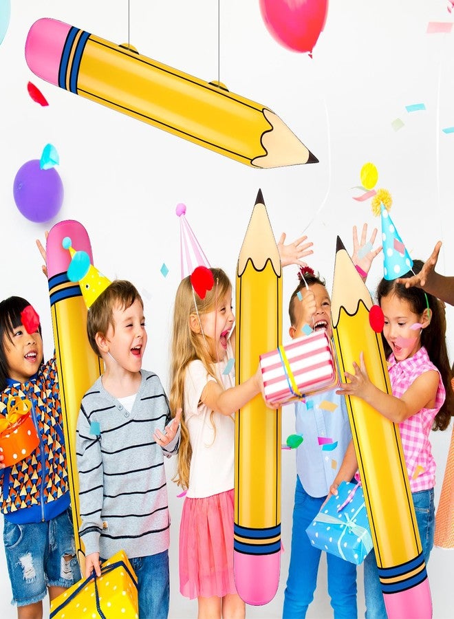 Blueweenly 12 Pcs Giant Large Inflatable Pencil Balloon Back to School Hanging Jumbo Blow up Pencils Decoration for First Day of School Party Classroom Welcome Party Photo Prop(Yellow,27 Inch) - Image 4