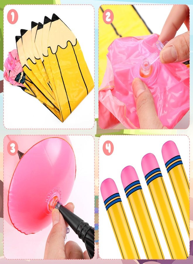 Blueweenly 12 Pcs Giant Large Inflatable Pencil Balloon Back to School Hanging Jumbo Blow up Pencils Decoration for First Day of School Party Classroom Welcome Party Photo Prop(Yellow,27 Inch) - Image 3