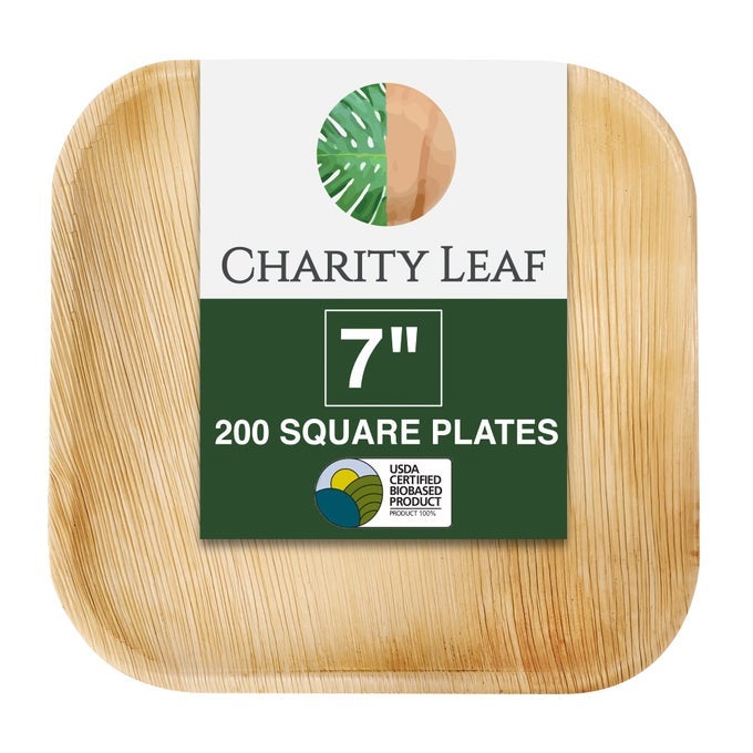 DISPOSABLE PALM LEAF 7 SQUARE PLATES 200 PIECES BAMBOO LIKE SERVING PLATTERS DISPOSABLE BOARDS ECOFRIENDLY DINNERWARE FOR WEDDINGS CATERING EVENTS