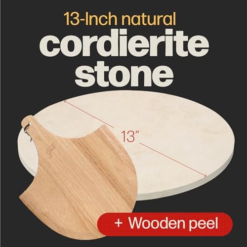 HANS GRILL PIZZA STONE | Circular Pizza Stone For Oven Baking & BBQ Grilling With Free Wooden Peel | Extra Large Round 15" Inches Diameter (38CM) Durable Cordierite Cooking Stone. - Image 2