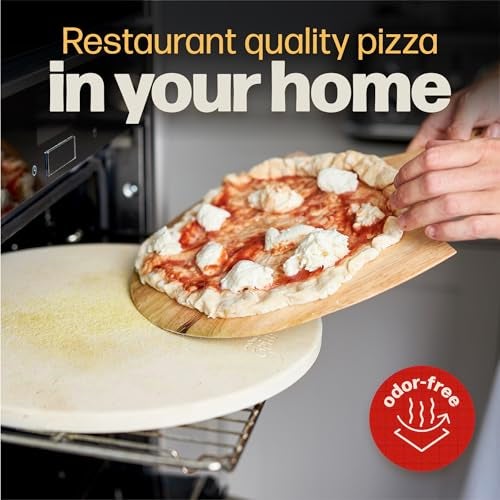 HANS GRILL PIZZA STONE | Circular Pizza Stone For Oven Baking & BBQ Grilling With Free Wooden Peel | Extra Large Round 15" Inches Diameter (38CM) Durable Cordierite Cooking Stone. - Image 5