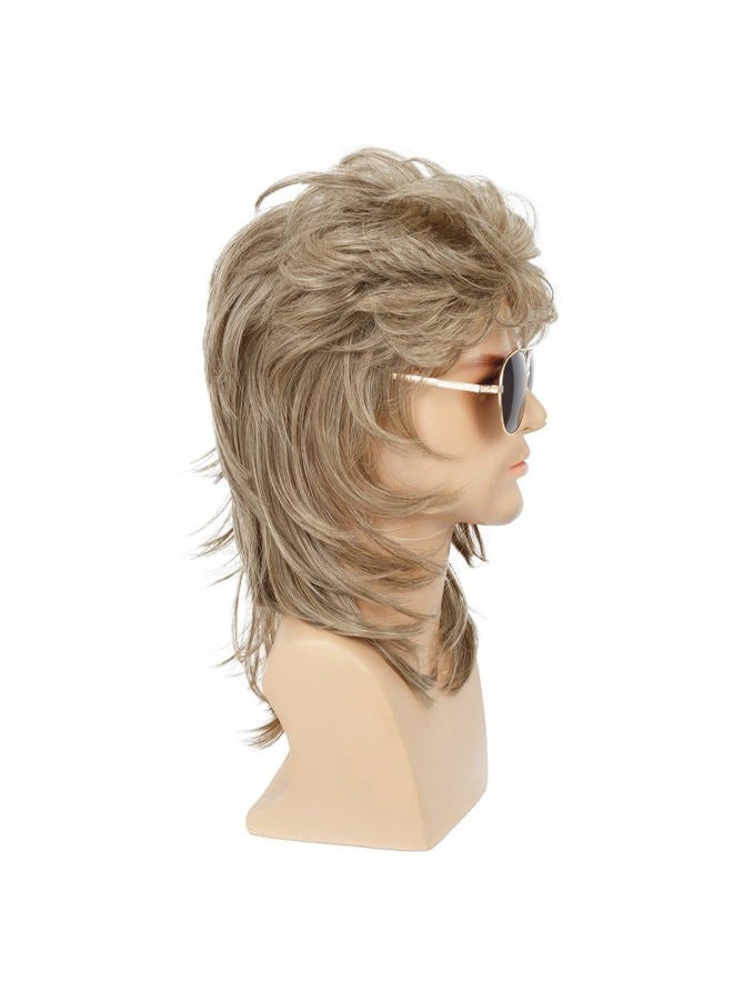 Baruisi 80s Men's Mullet Wig Blonde Cosplay Halloween Wig for Fancy Dress - Image 5