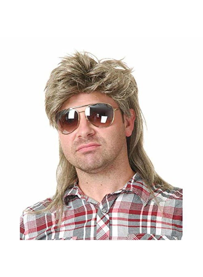 Baruisi 80s Men's Mullet Wig Blonde Cosplay Halloween Wig for Fancy Dress - Image 1