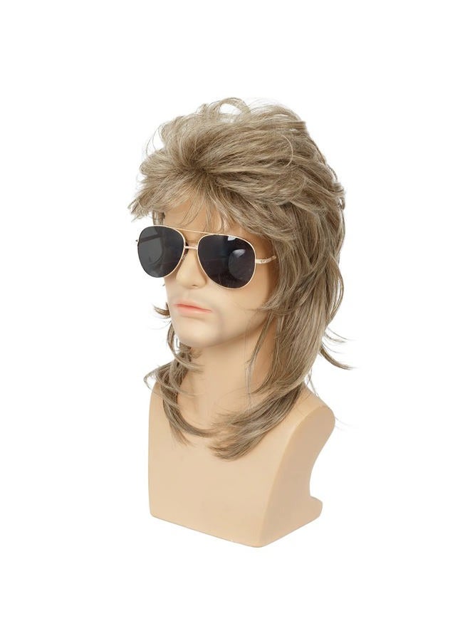 Baruisi 80s Men's Mullet Wig Blonde Cosplay Halloween Wig for Fancy Dress - Image 3