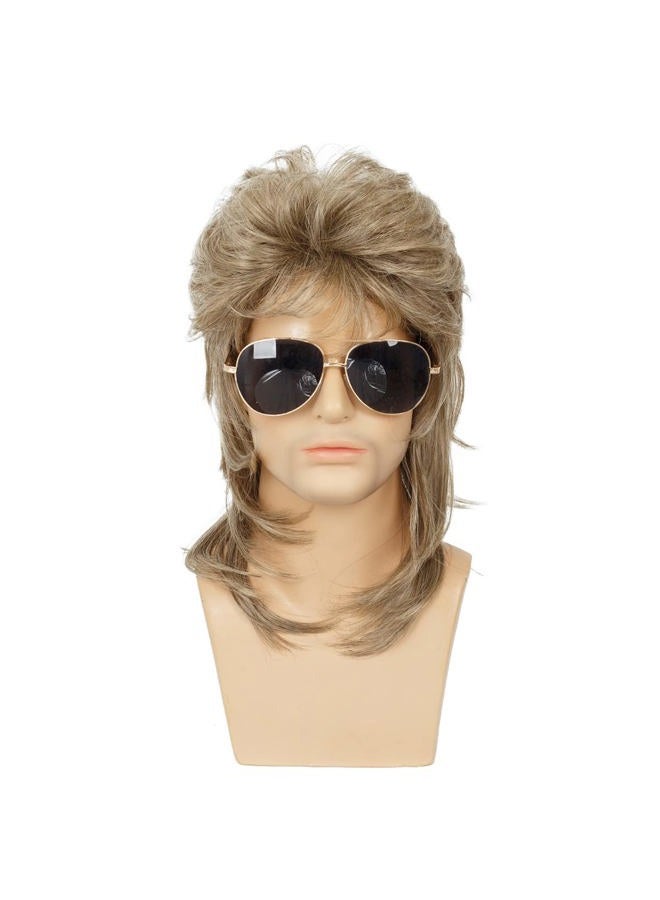 Baruisi 80s Men's Mullet Wig Blonde Cosplay Halloween Wig for Fancy Dress - Image 2