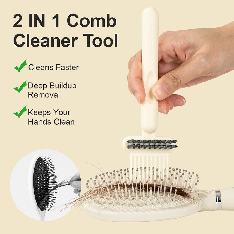 RHOS 2-in-1 Hair Brush Cleaner Tool, Comb Cleaner for Removing Hair and Dust, Ideal for Home, Salon Use (1 Pack - Beige) Single & bulk use compatible - Image 2