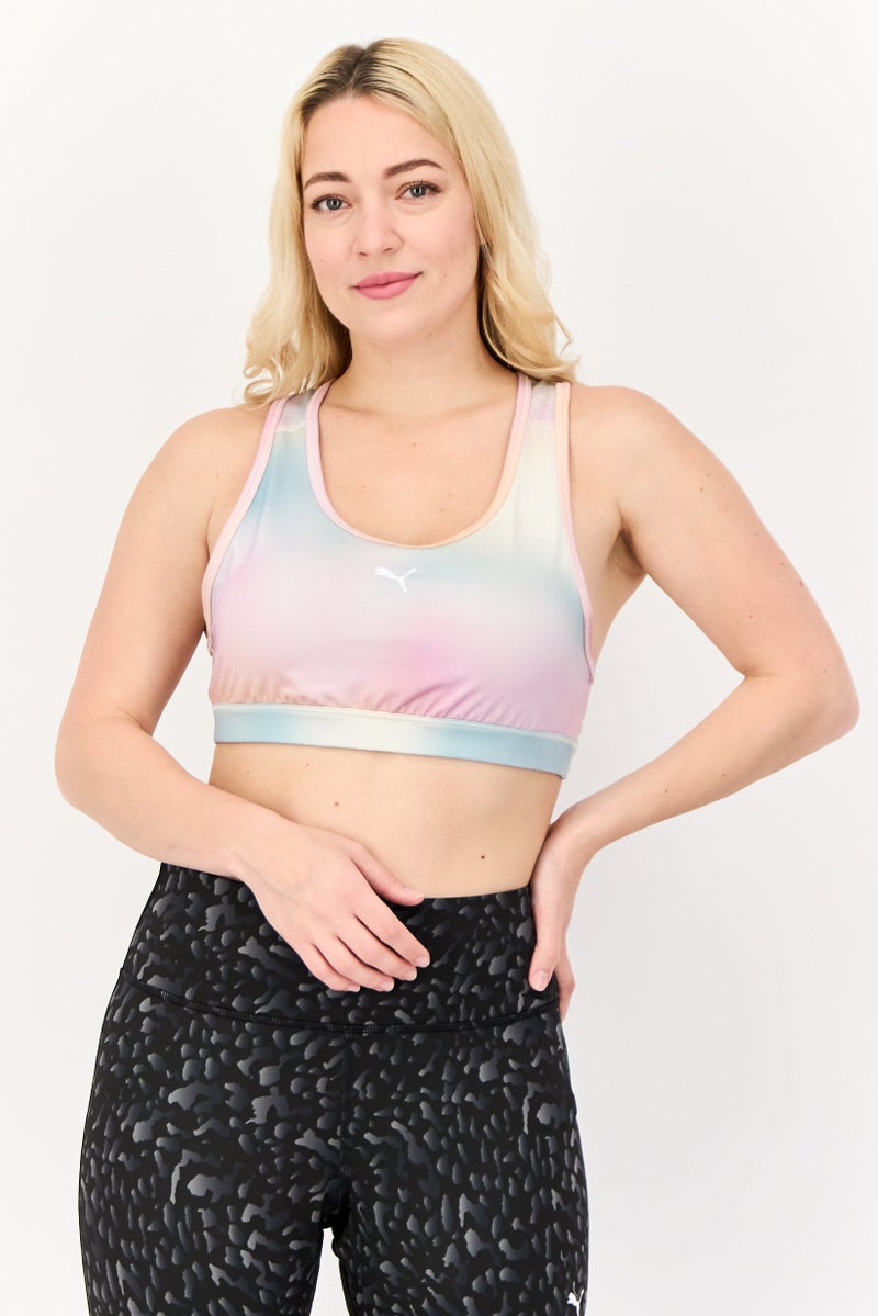 PUMA Women Brand Logo Padded Sports Bra, Multicolor - Image 1