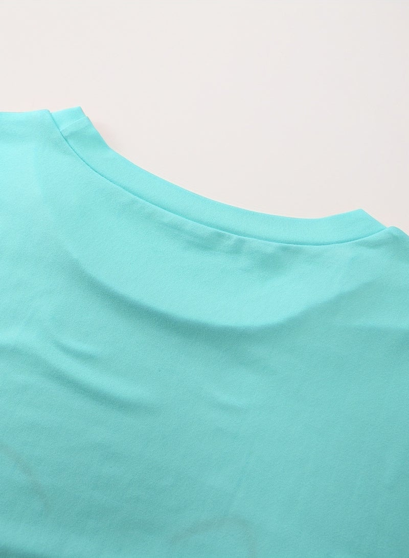 Mesery Dress Cotton Short Sleves-BABYBLUE  - Image 4