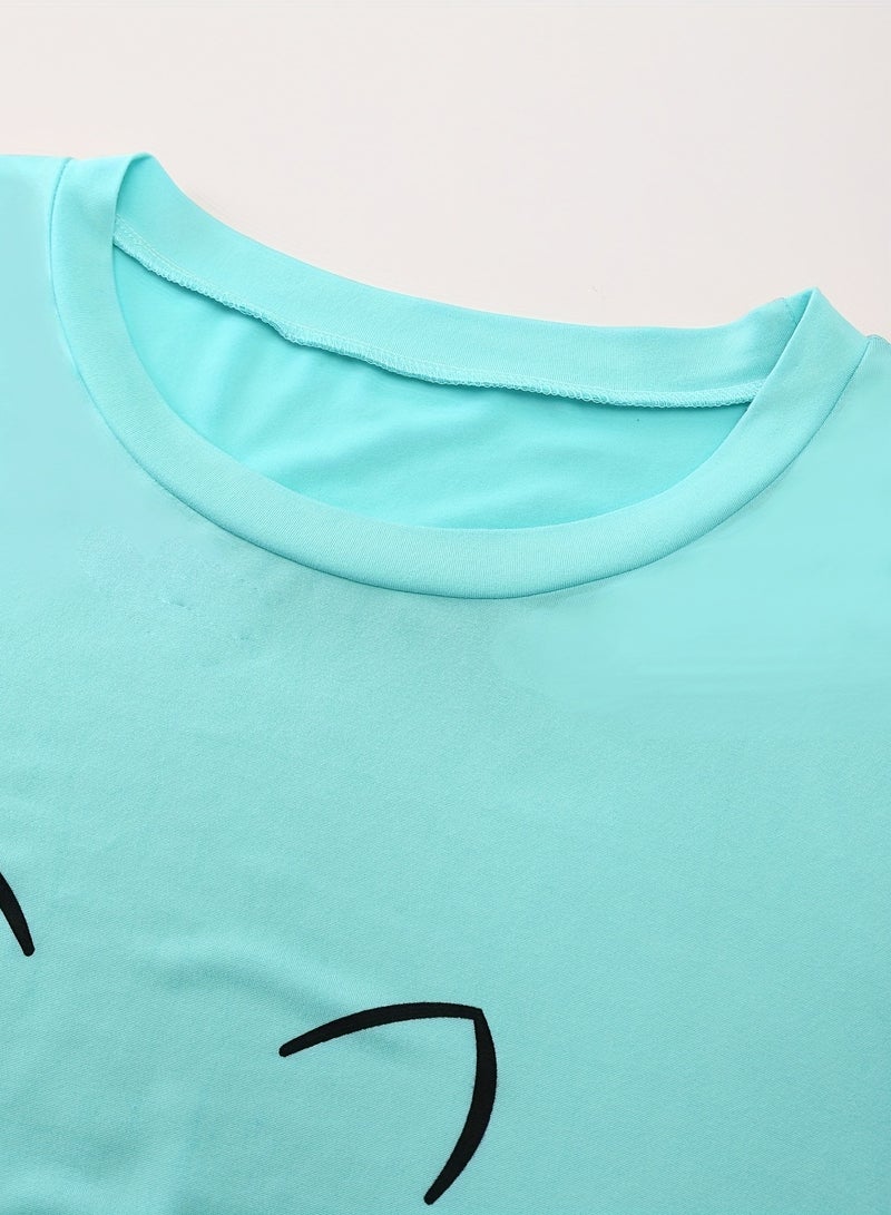 Mesery Dress Cotton Short Sleves-BABYBLUE  - Image 3